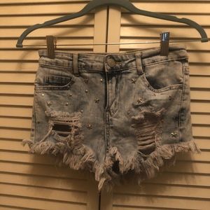 High waisted jean shorts